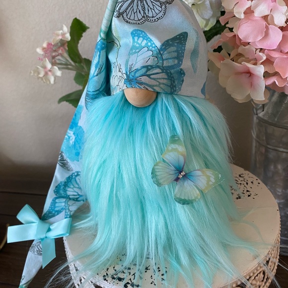 Blue Butterfly Gnome, Spring Gnome, Tiered Tray Decor - Picture 3 of 5